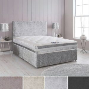 Sleep Factory Crushed Velvet Divan Bed with Memory Foam Sprung Mattress