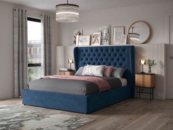 Orianna Upholstered Ottoman Bed Frame deep blue