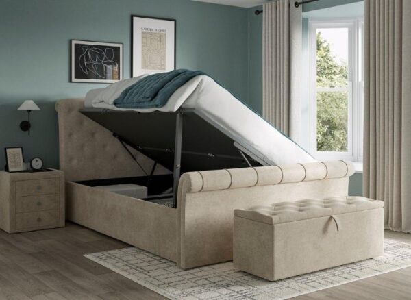 Paris Upholstered Ottoman Bed Frame side opening