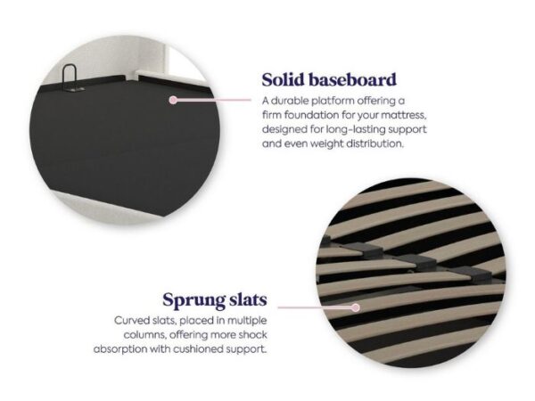 Chloe Upholstered Ottoman Bed Frame sprung slats or flat base
