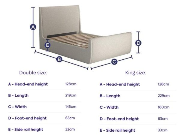 Thetford Upholstered Bed Frame dimensions