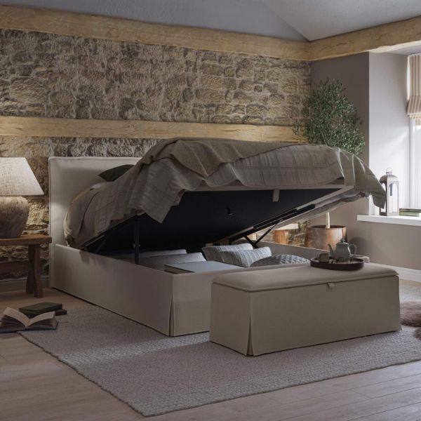 Orla Ottoman Bed feather and black