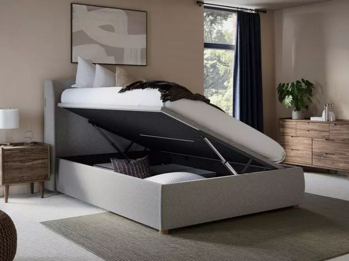 TEMPUR Linford Upholstered Electric Ottoman Bed Frame with storage