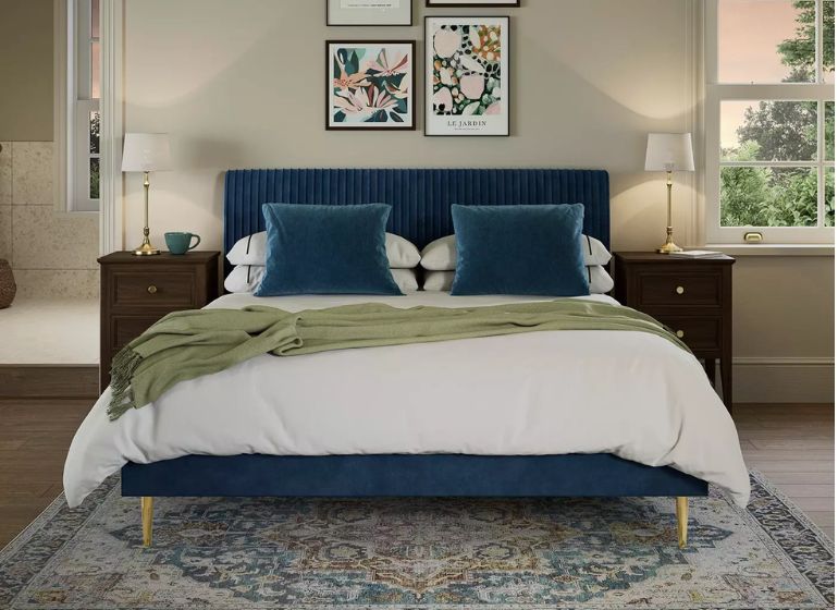 Estella Velvet-Finish Bed Frame
