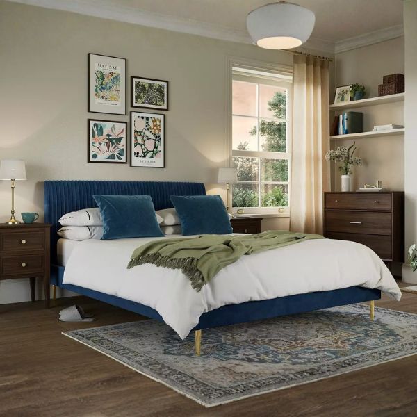 Estella Velvet-Finish Bed Frame