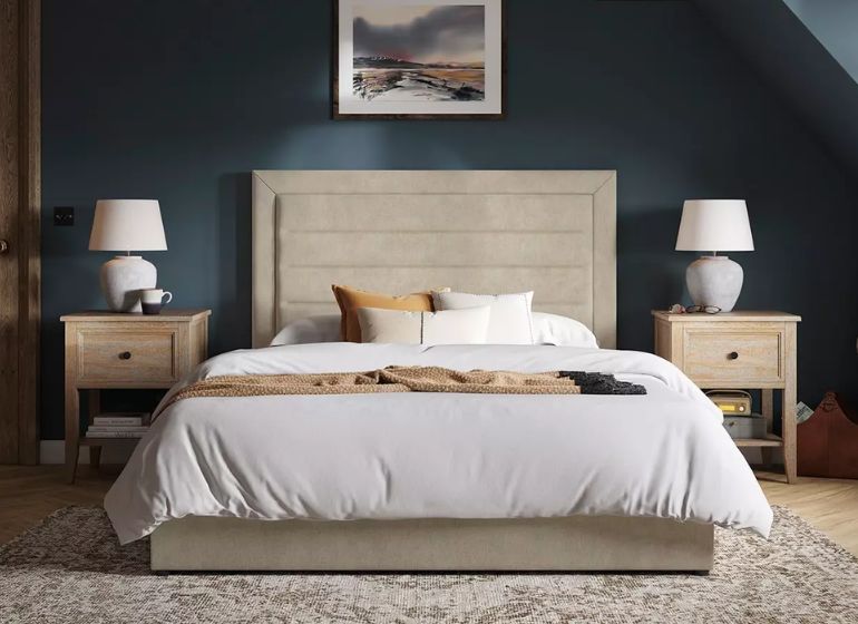 Lillian Upholstered Bed Frame in beige