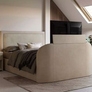 Turin Velvet-Finish LG TV Bed Frame