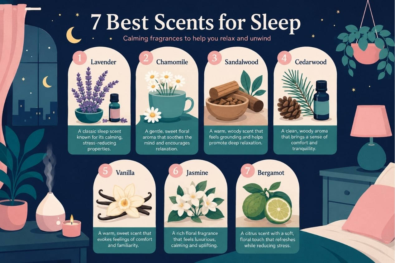 7 Best Scents for Sleep in UK infographic