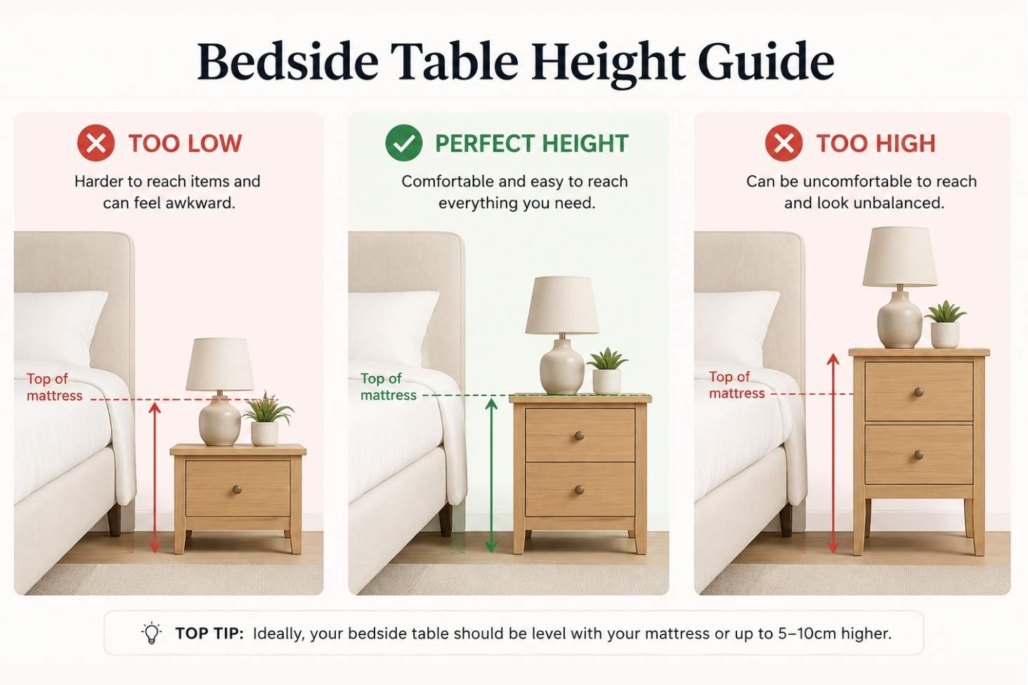 bedside table height UK guide