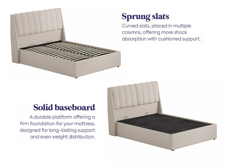 Maverick Upholstered Ottoman Headboard Storage Bed Frame in sprung slats or solid base